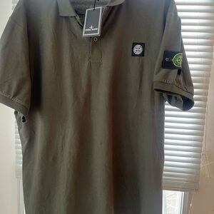 Stone Island Men's Olive Polo Shirt